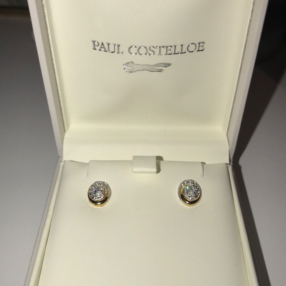 NIB Paul Costelloe Gold & Silver Crystal Studs
